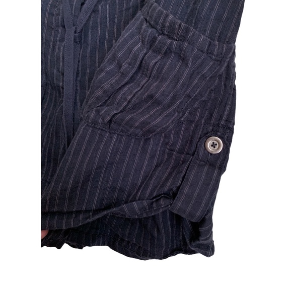 Free People Womens Linen Shorts Size 8 Navy with White Stripes - Picture 3 of 6